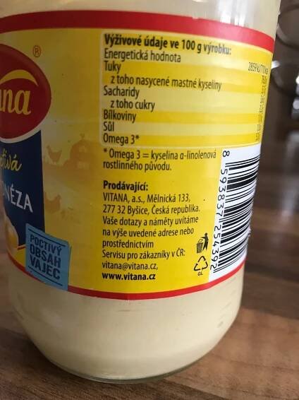 Podrobné informace o potravině Majonéza