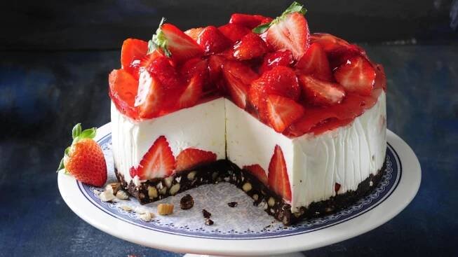 Nepečený cheesecake s jahodami
