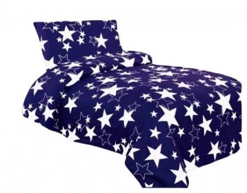 2-dílné krepové povlečení hvězdy modrá bílá 140x200 na jednu postel