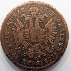 1 Krejcar Cu, 19mm, Františka Josefa I. 1858 M - Numismatika