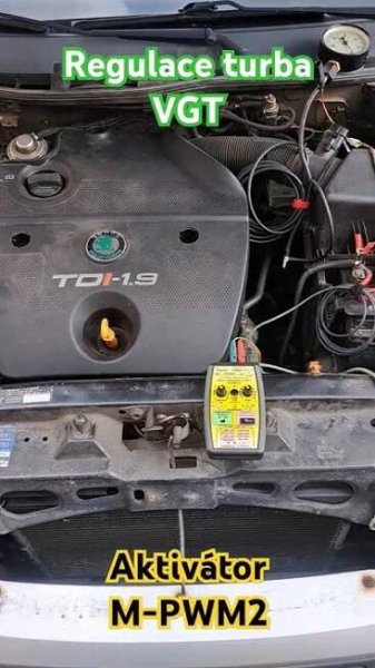 Test a rozpohybování podtlak.reg.turbodmychadla VGT. Motor 1.9TDI. Aktivátor M-PWM2 JB-Elektronik
