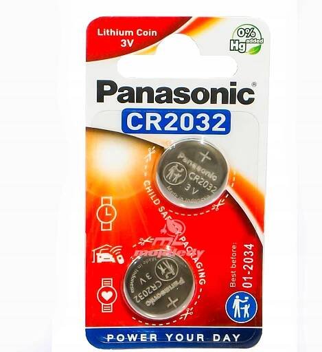 2x LITHIOVÁ baterie Panasonic CR2032 3V 2032 expirace do roku 2034