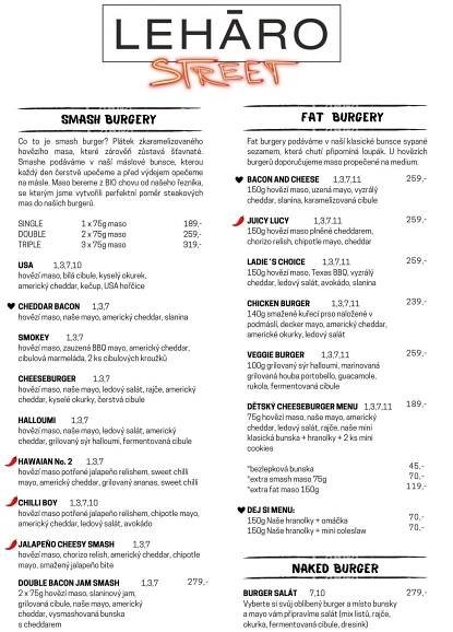 LeharoStreet – Jídelní Menu – LEHARO