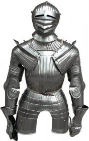 Outfit4Events Maximiliánská rytířská zbroj s burgundskou helmou