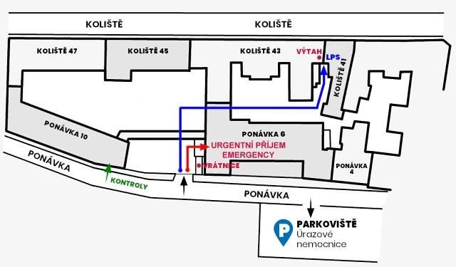 Plánek nemocnice – Úrazová nemocnice Brno