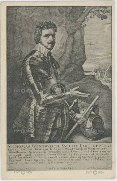 Václav Hollar: Thomas Wentworth,1. hrabě ze Straffordu,  dle Anthony van Dycka.