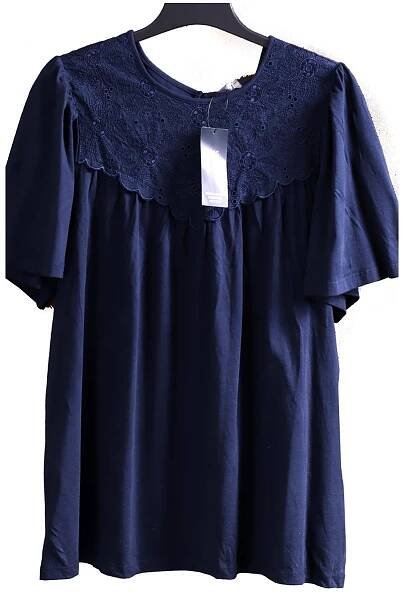Dámská tmavě modrá halenka s krajkou /  Marks & Spencer / XXXL (50) / UK 22 / ANGLIE