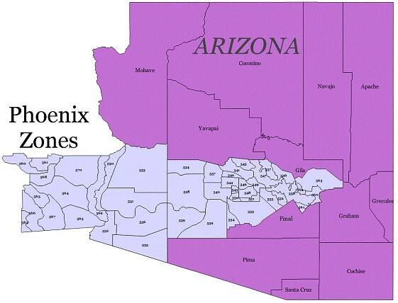 Arizona City Watches, Warning and Advisory Zones