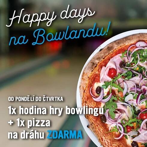 AKCE - Happy days na Bowlandu - k hodině bowlingu pizza ZDARMA je zpět! • BOWLAND Bowling Center