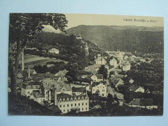 Lázně Brandýs nad Orlicí  -  pohled na město - Pohlednice místopis
