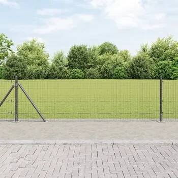 ZBXL Svařovaný drátěný plot s 13 patkami Šedý 0.6x25 m Ocel