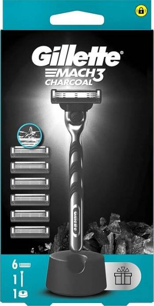 Gillette Mach3 Charcoal, + 6 hlavic + 6 hlavic od 385 Kč