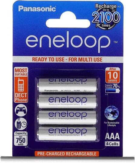 Baterie ENELOOP, AAA (HR3), 4ks BK-4MCCE/4BE, ilustrační foto