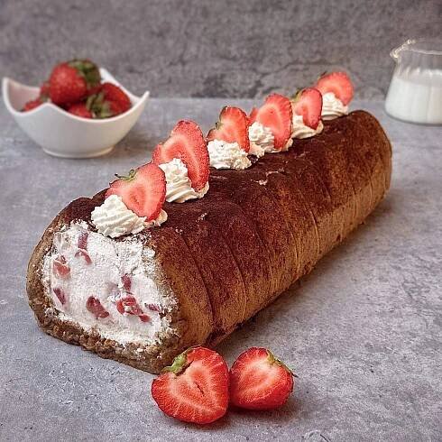 Náhled receptu Jahodová tiramisu roláda