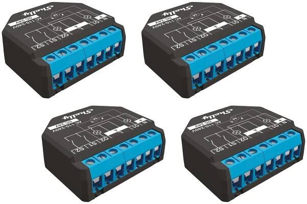 SHELLY WLAN-Schaltaktor Plus 2PM, 2x 10 A, Bluetooth, 4 Stück