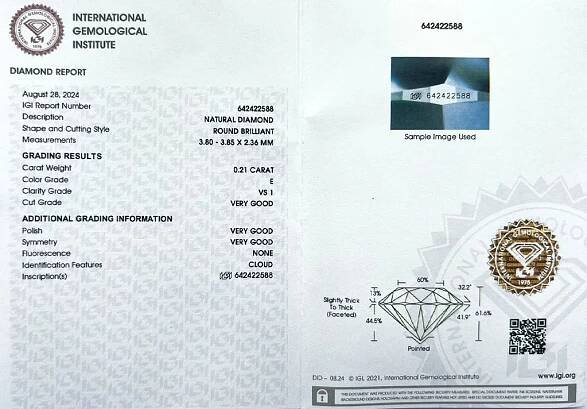 zlaté diamantové náušnice 1.16ct E/VS1 s IGI certifikáty | VVDiamonds