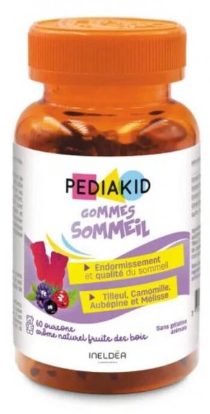 Pediakid Klidný spánek – veganské gumové bonbóny pro děti s heřmánkem, meduňkou a lípou (příchuť bobulové ovoce), 60 ks
