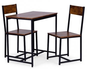 Nábytek set stůl 2 židle kov MDF stárnoucí dřevo