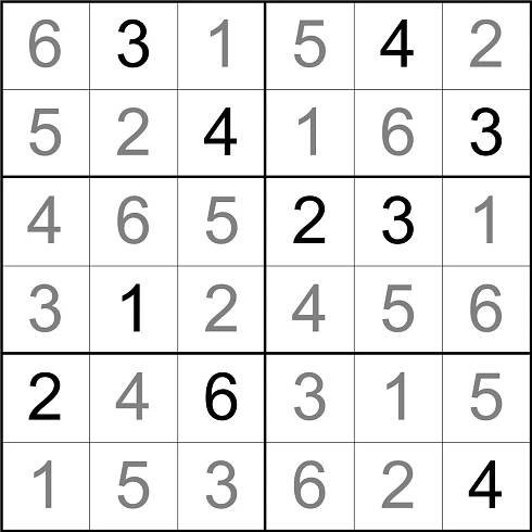 Sudoku pro větší děti - zjednodušená verze běžného sudoku pro děti starší deseti let