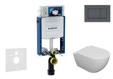 Geberit Kombifix - Set předstěnové instalace, klozetu Oudee a sedátka softclose, tlačítko Sigma30, matná černá/černá SANI15CA5100