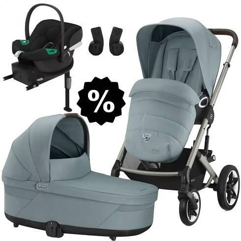 CYBEX Set Talos S Lux + korba + adaptéry + autosedačka + základna 2024 Stormy Blue (Taupe Frame)