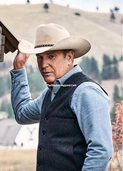 Yellowstone John Dutton S05 Grey Wool Vest