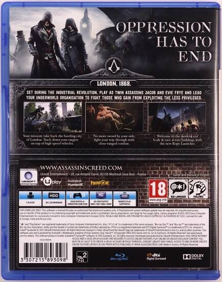 ASSASSIN'S CREED: SYNDICATE [HRA PS4] Stav balení originální