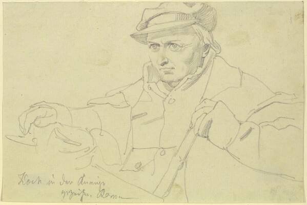 Joseph Anton Koch bei einem Wirtshausbesuch in Rom gezeichnet, German, 19th century