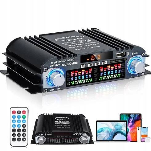 INTEGROVANÝ ZESILOVAČ BLUETOOTH SD BT RADIO FM 4kanálový