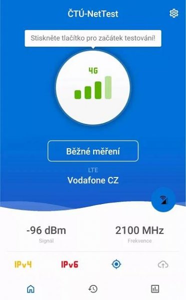 ctu nettest mobilni aplikace android volba mereni rychlosti pripojeni