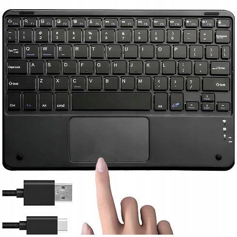 Bezdrátová klávesnice Bluetooth touchpad USB-C tichá slim černá