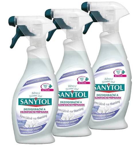 SANYTOL dezodorační přípravek na tkaniny 3 x 500ml | SrovnejLeky.cz
