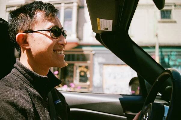 Me driving, photo by Sharlene. Most of the photos in this post were shot on Portra 400.