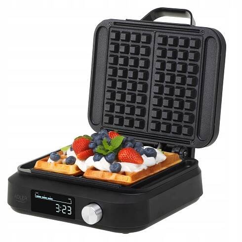 Vaflovač pro 2 velké křupavé vafle Silný 2200 W Regulace teploty Displej