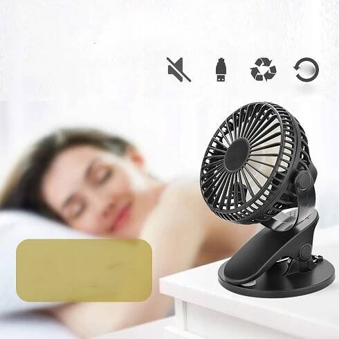 PŘENOSNÝ USB VENTILÁTOR KANCELÁŘSKÝ SEVŘENÝ VĚTRÁK NA PLOŠE, PĚKNÝ S KLIPEM Funkce nastavení úhlu naklonění