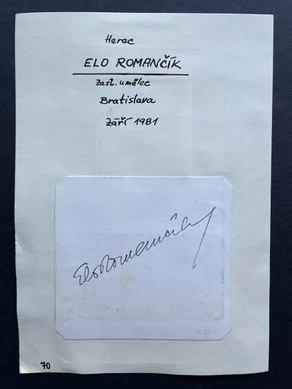 Elo Romančík & Josef Kadlec - autogram podpis - Ostatní sběratelské předměty