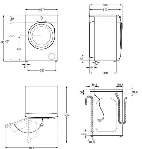 Pračka AEG LFR61942BC ProSens 9kg 1400ot Invertor Invertorový motor Hloubka výrobku 63.6 cm