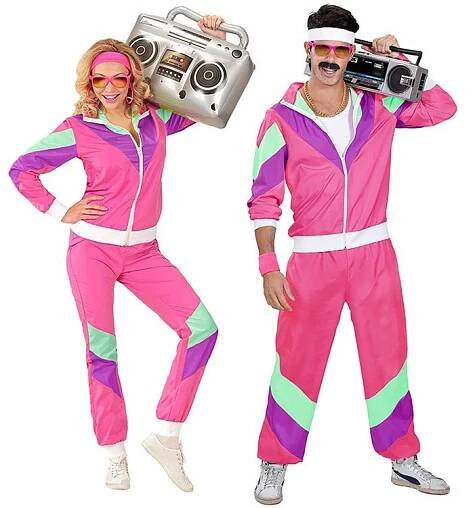 KOSTÝM TEPLÁKOVKA RŮŽOVÝ RETRO DRESY LÉTA 70 80 KOSTÝM DISCO PŘEVLEK S