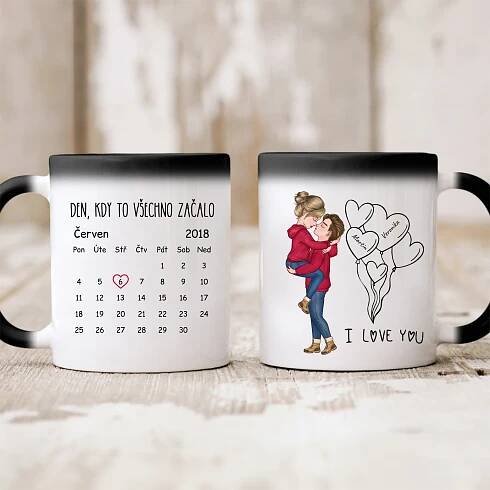 Hrnek pro páry s kalendářem - Personalizovaný - Valentýnský dárek #2665