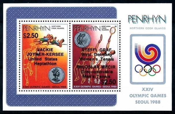 Penrhyn 1988 Známky aršík 81 ** sport Olympiáda olympijské hry mince