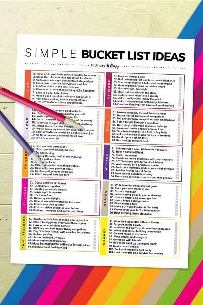 100+ Simple Bucket List Ideas (Image)