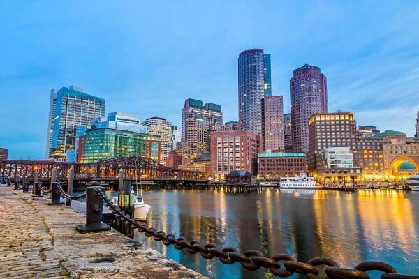 Boston Harbor and Financial District — Stock obrázek