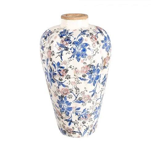 Clayre & Eef 6CE1935L Váza s květinovým vzorem Ø 24x40 cm