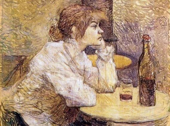 Malba Henri de Toulouse Lautrec - Portrét Suzanne Valadon, ilustrace k článku o kocovině