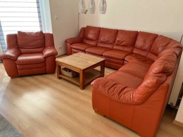 Levně - Kožená sedačka a křeslo - Obývací pokoj