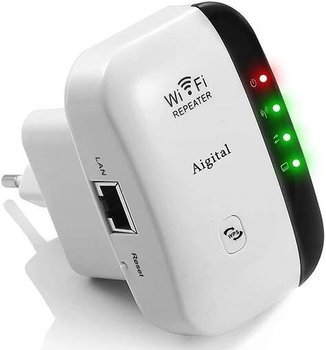 Bezdrátový Wifi opakovač 300Mbps 2,4GHz, WiFi Extender a zesilovač WLAN signálu, WPS, Plug and