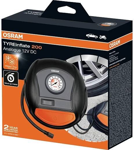 Osram Automotive OTI200 kompresor OTI200 analogový manometr, kabelová šachta / uchycení kabelu, ochrana proti přetížení