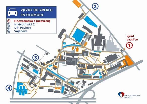 Fakultní nemocnice Olomouc rozšíří vjezd Hněvotínská 1. Přibude brána do areálu i parkovací stání | FNOL