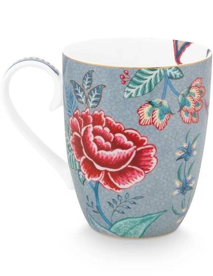 Pip Studio Flower Festival hrnek 350ml, modrý