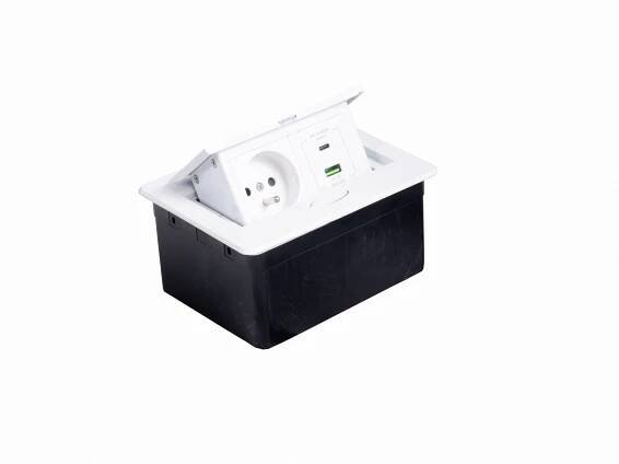 Nábytková zásuvka na desku zapuštěná do pracovní desky 1 x 230V 2 x USB ...